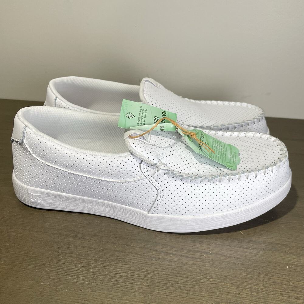 DC Shoes Mens Size 11 Shoes NEW Villain 2 White Leather Skate Loafers Unilite